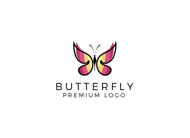 Logotipo de mariposa. Diseño de logotipo de línea de lujo. Logotipo de símbolo de mariposa premium universal.