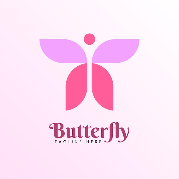 Logotipo de mariposa femenino en rosa y morado proporción áurea en logotipo de mariposa