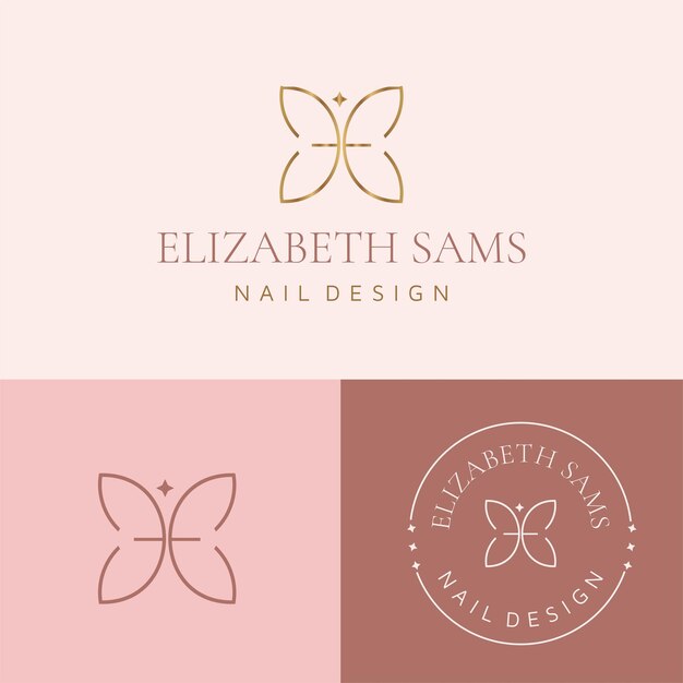 Logotipo de mariposa con la letra E femenina y elegante