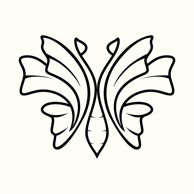 logotipo de mariposa línea de mariposa negra ilustración artística