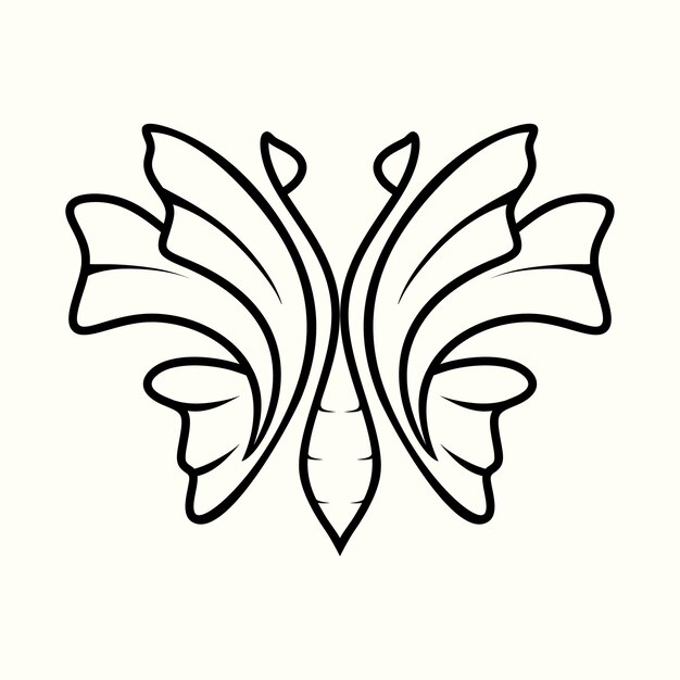 Vector logotipo de mariposa línea de mariposa negra ilustración artística