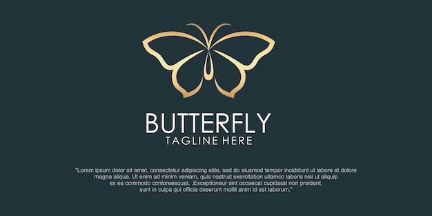 Logotipo de mariposa de lujo con diseño de logotipo minimalista plano