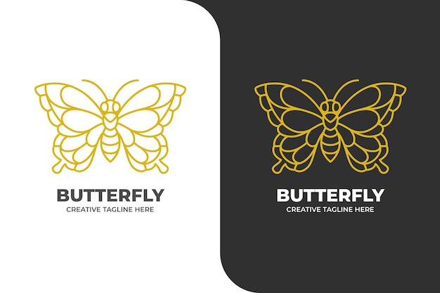 Logotipo de mariposa de lujo dorado