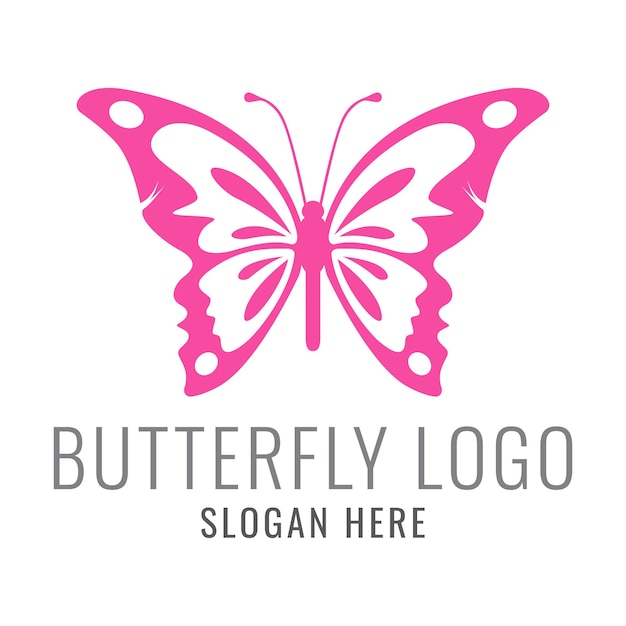 Logotipo de mariposa rosa vector premium