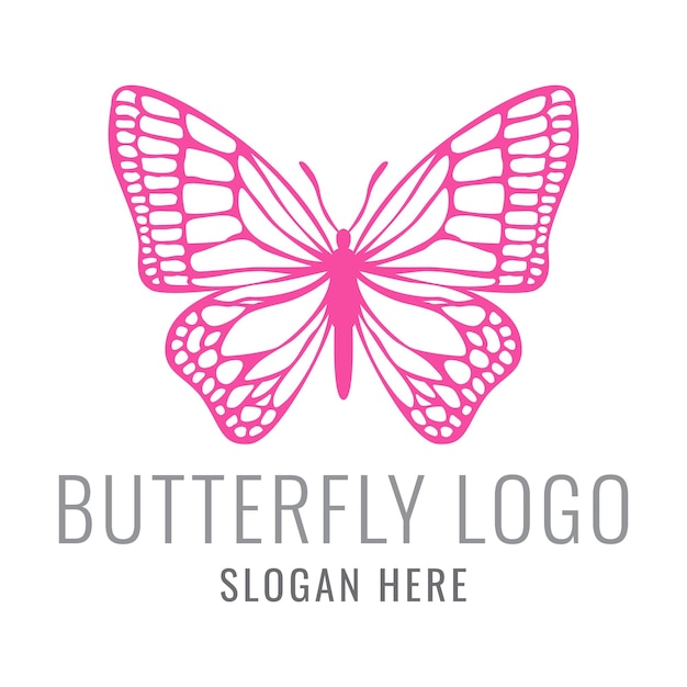 Logotipo de mariposa rosa Vector Premium