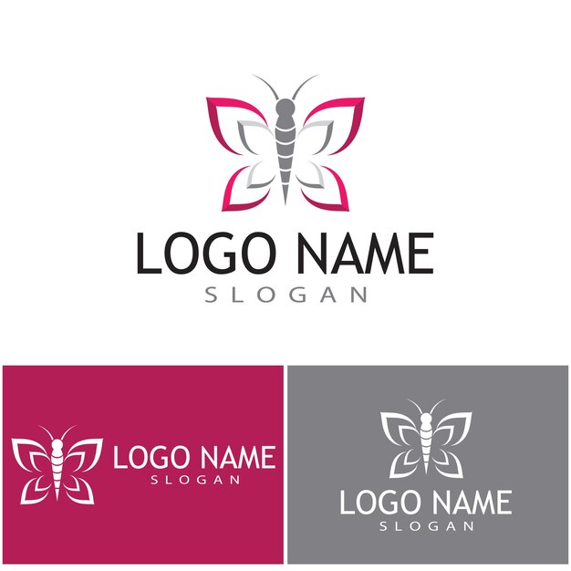 Logotipo de mariposa voladora de belleza con estilo monoline de arte de línea minimalista simple