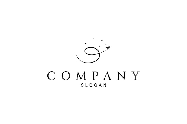 logotipo de mariposa voladora decorado con estrellas en diseño plano