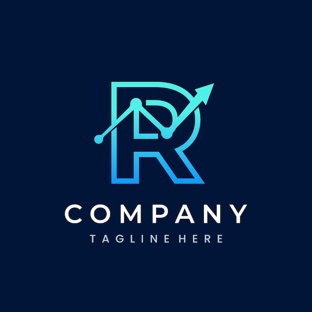 Logotipo de marketing de inversión comercial de letra r