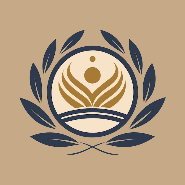 Un logotipo marrón y azul se destaca contra un fondo marrón creando un diseño simple y sofisticado un paisaje urbano futurista iluminado por pantallas holográficas