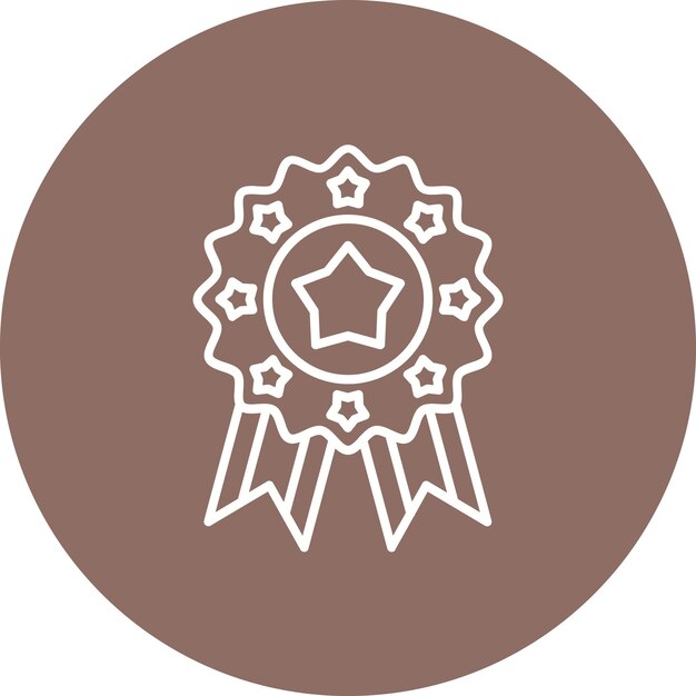 un logotipo marrón y blanco con una cinta dorada y una estrella en él