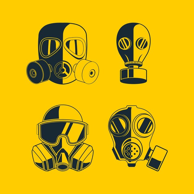 Logotipo de máscara de gas simple adecuado para logotipos de juegos productos de máscara de esports símbolos o iconos de advertencia