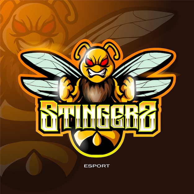 Logotipo de la mascota de la abeja para el logotipo de juegos electrónicos deportivos