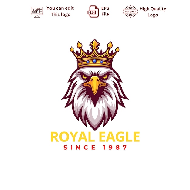 Logotipo de la mascota del águila con corona