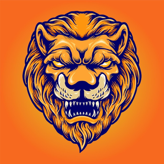 Logotipo de la mascota de angry lion head