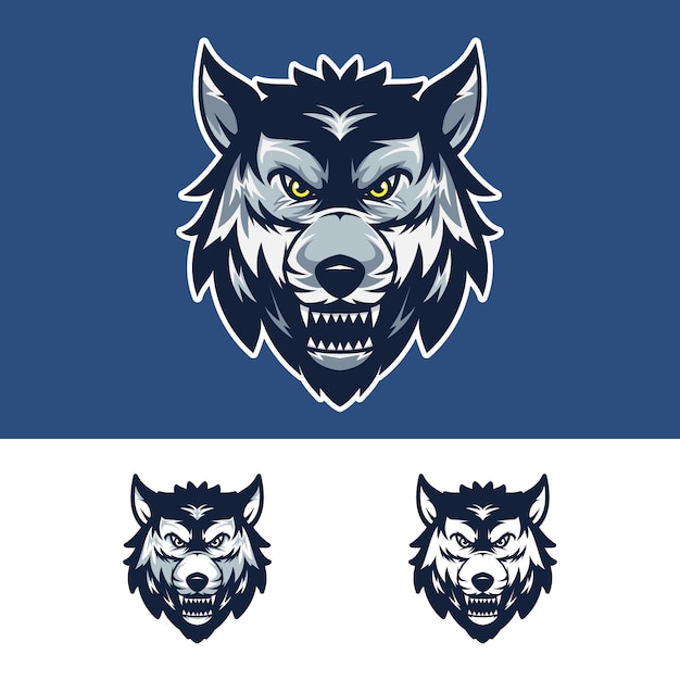 Logotipo de la mascota de Angry Wolf Head