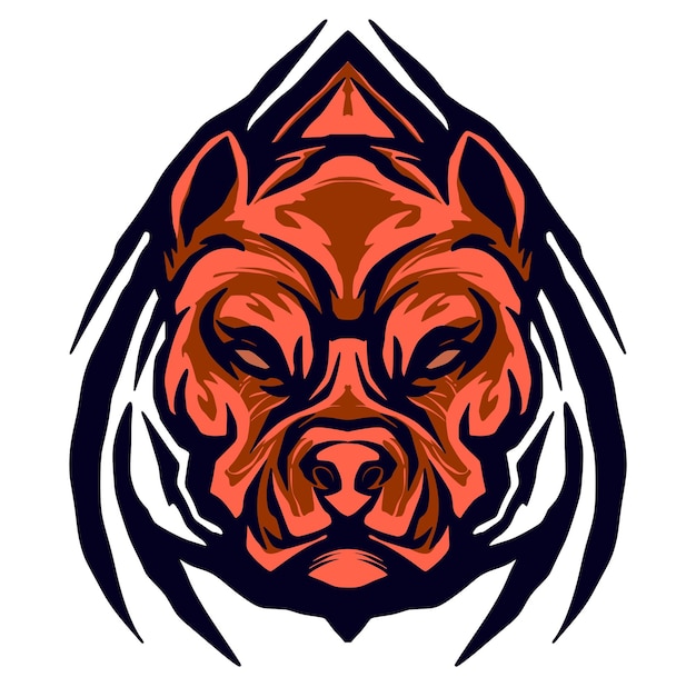 Vector logotipo de mascota de arte de ilustración de perro pitbull