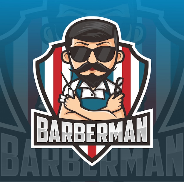 logotipo de la mascota de barber man