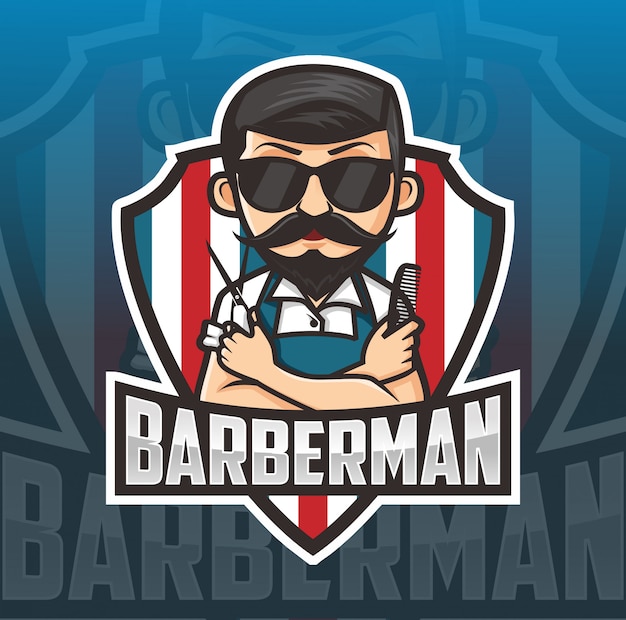 logotipo de la mascota de barber man