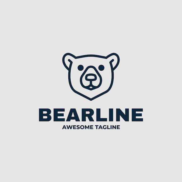 El logotipo de la mascota Bear Line Simple