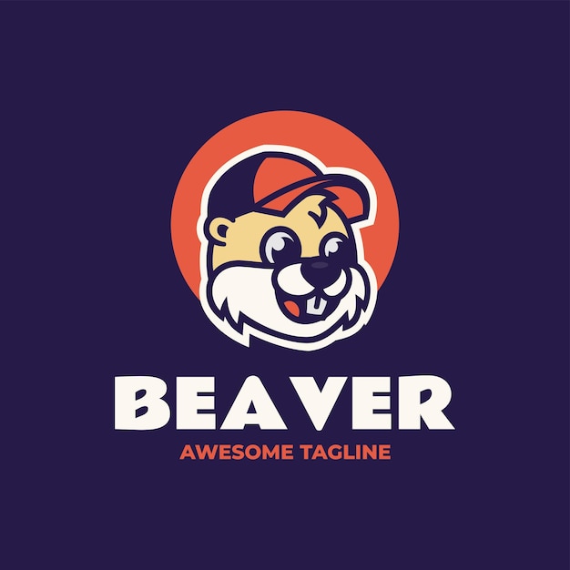 El logotipo de la mascota de Beaver Simple