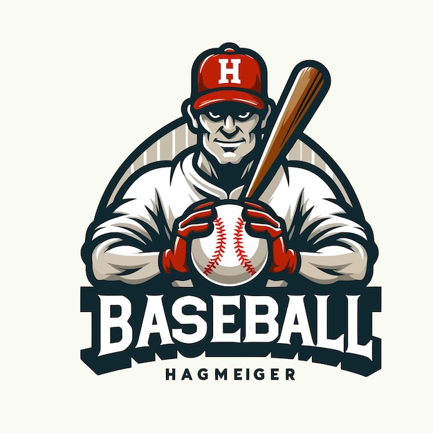 logotipo de la mascota de béisbol diseño del equipo campeonato club deportivo atlético fondo blanco
