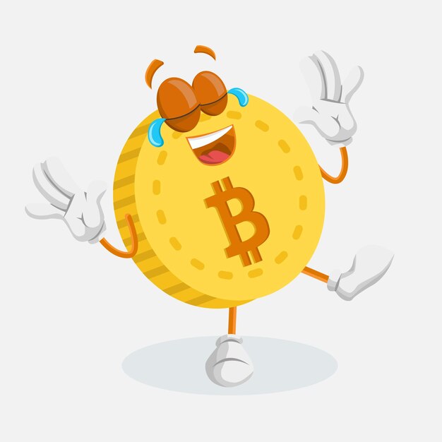 El logotipo de la mascota de Bitcoin con una pose feliz