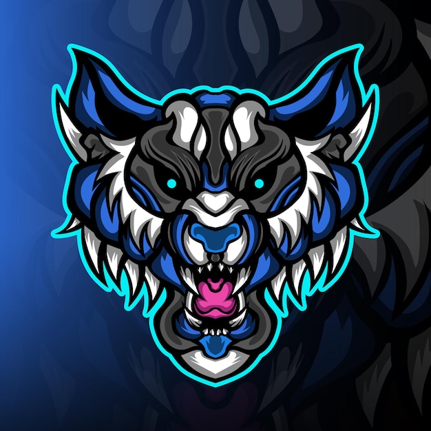 Vector logotipo de la mascota de blue tiger power esport