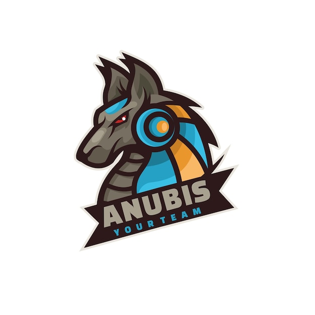 logotipo de la mascota de la cabeza de anubiz