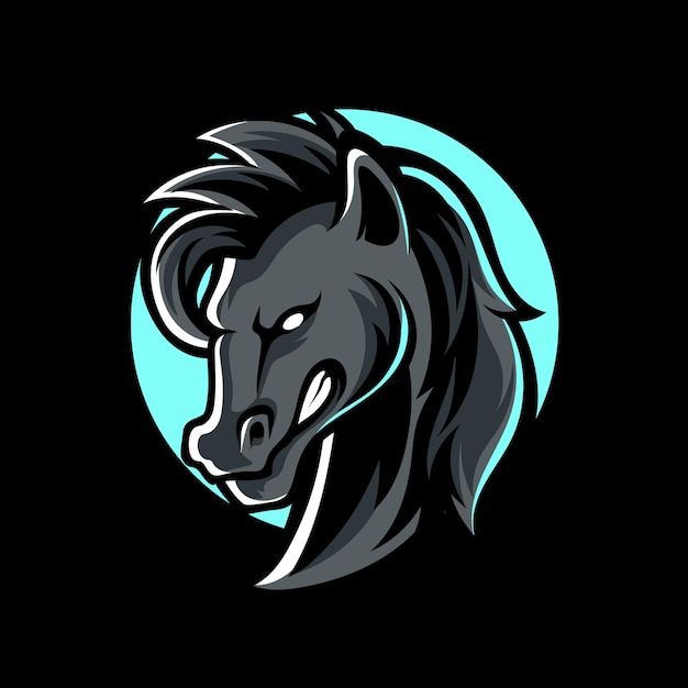 Logotipo de la mascota de la cabeza de caballo negro