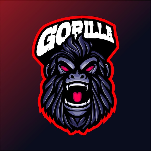 Vector logotipo de mascota de cabeza de gorila cruel