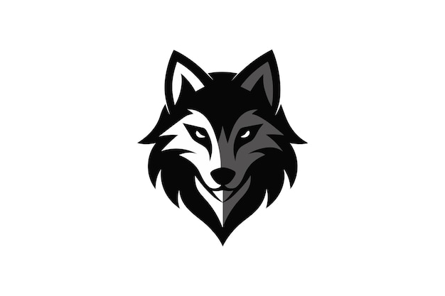 Logotipo de la mascota de la cabeza de lobo Ilustración vectorial de la silueta de la cabeza del lobo