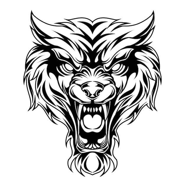 Logotipo de mascota de cabeza de lobo salvaje