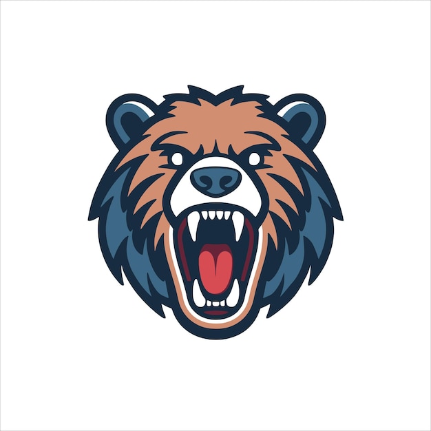 Logotipo de mascota de cabeza de oso enojado Logotipo de Esports Concepto de diseño de ilustración vectorial