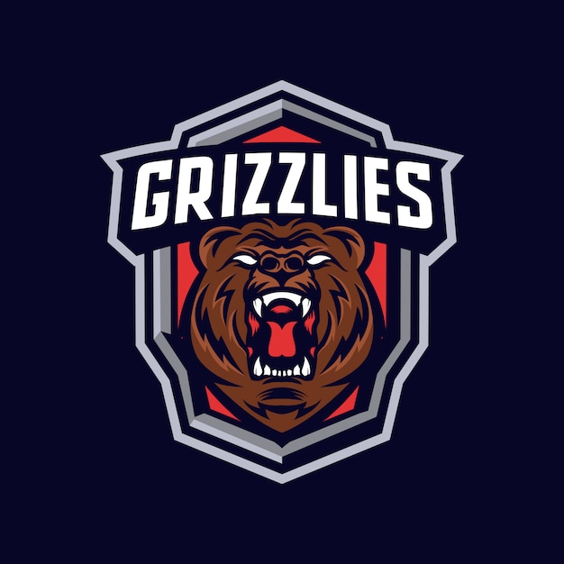 Logotipo de la mascota de la cabeza del oso grizzly