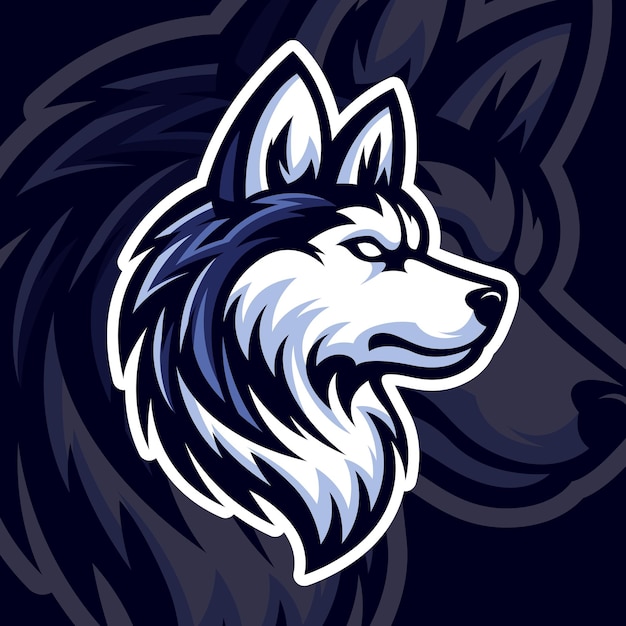 El logotipo de la mascota de la cabeza de perro husky