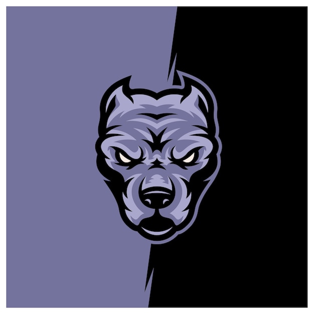 El logotipo de la mascota de la cabeza del perro de Pitbull diseña el carácter para el logotipo del deporte y del animal doméstico