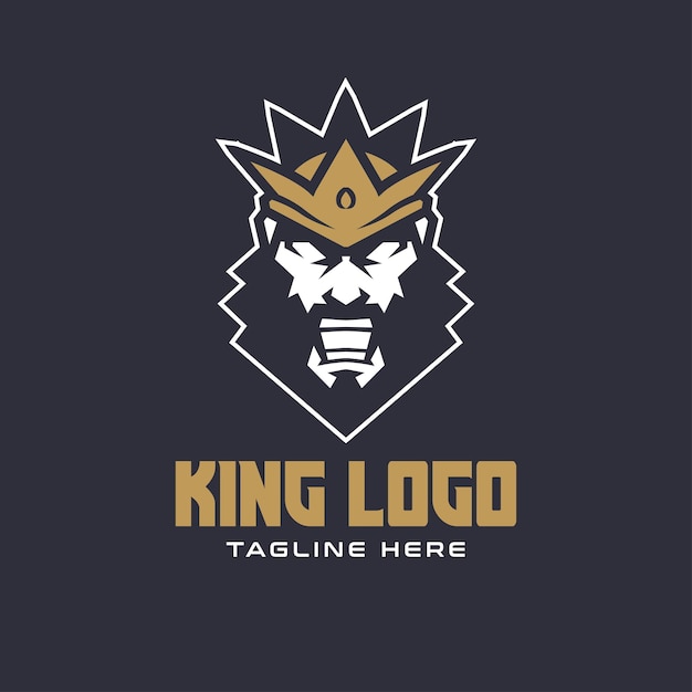 El logotipo de la mascota de la cabeza del rey y el hombre con la corona