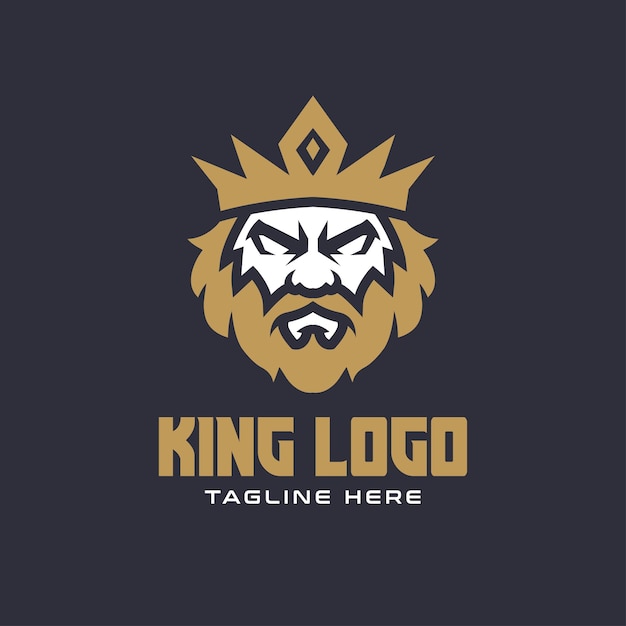 El logotipo de la mascota de la cabeza del rey y el hombre con la corona