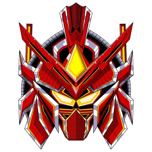 Logotipo de mascota de cabeza de robot rojo