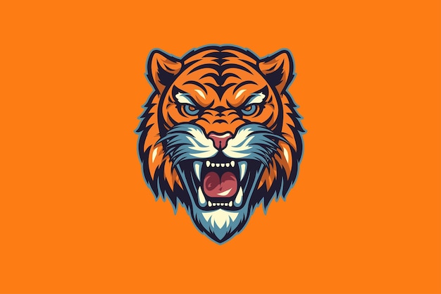 Logotipo de la mascota de cabeza de tigre con estilo de concepto de ilustración moderno para el emblema de la insignia y la impresión de camisetas