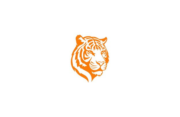 Logotipo de la mascota con cabeza de tigre vectorial en una paleta naranja de lujo de primera calidad concepto de diseño de ilustración