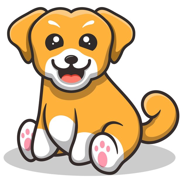 Logotipo de la mascota del cachorro lindo sentado