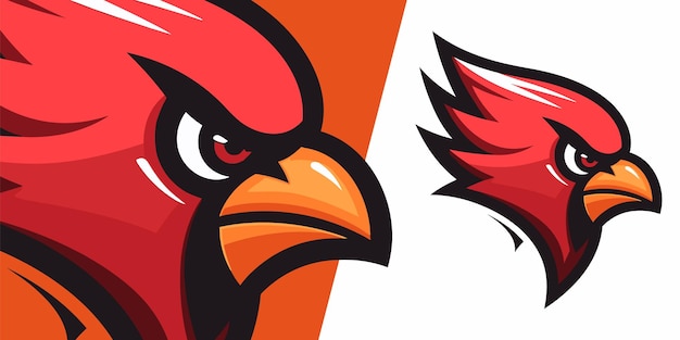 El logotipo de la mascota del cardenal tiene un diseño poderoso y moderno para los deportes, las insignias de los deportes electrónicos, los emblemas y las camisetas.
