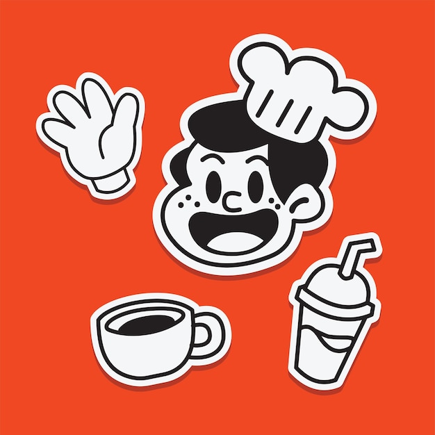 Logotipo de mascota de chef retro para restaurantes, cafés y marcas de alimentos
