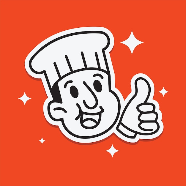 Logotipo de mascota de chef retro para restaurantes, cafés y marcas de alimentos