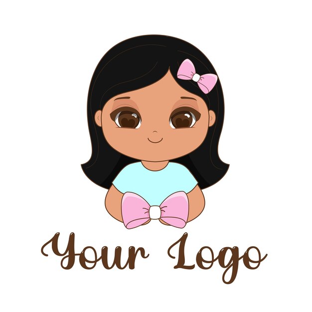 Logotipo de la mascota de la chica con cinta Ilustración vectorial