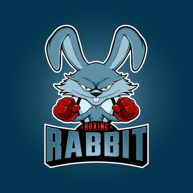 Logotipo de mascota de conejo de boxeo de ilustración con estilo de dibujos animados. vector