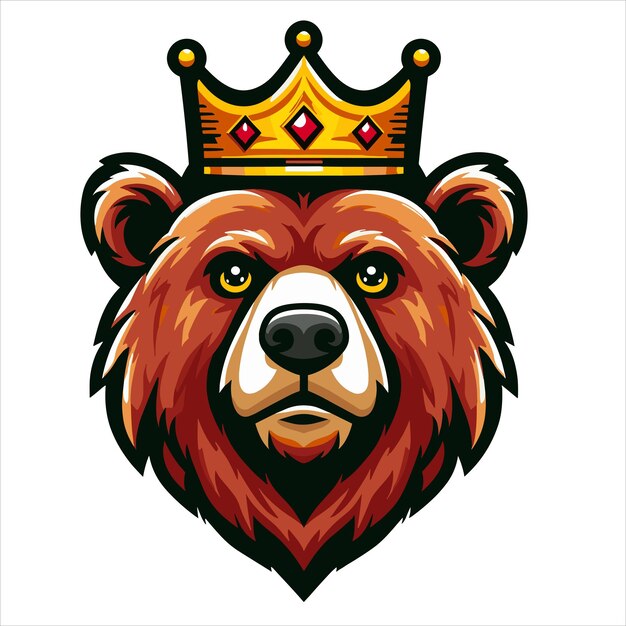 El logotipo de la mascota de la corona de la cabeza de oso