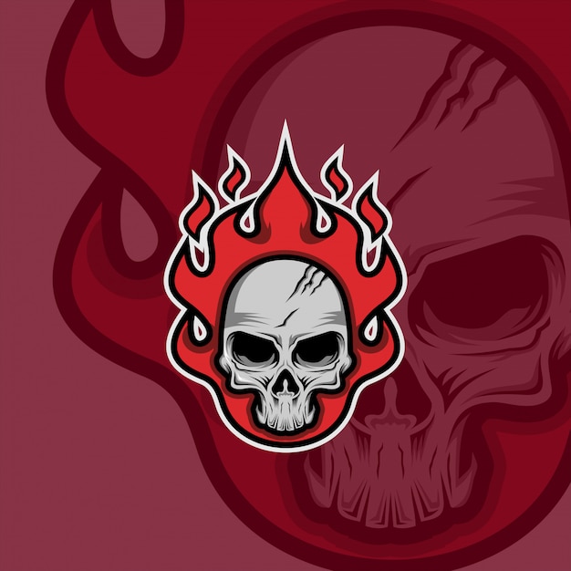 Logotipo de la mascota del cráneo de fuego