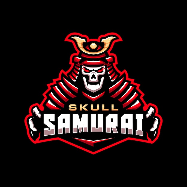 Logotipo de la mascota del cráneo samurai